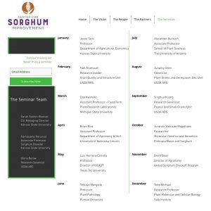 Screenshot of Center for Sorghum Improvement seminars page.